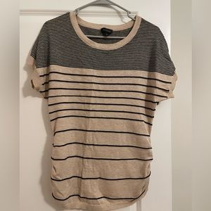 The Limited lightweight knit shirt, Medium, Tan with black stripes